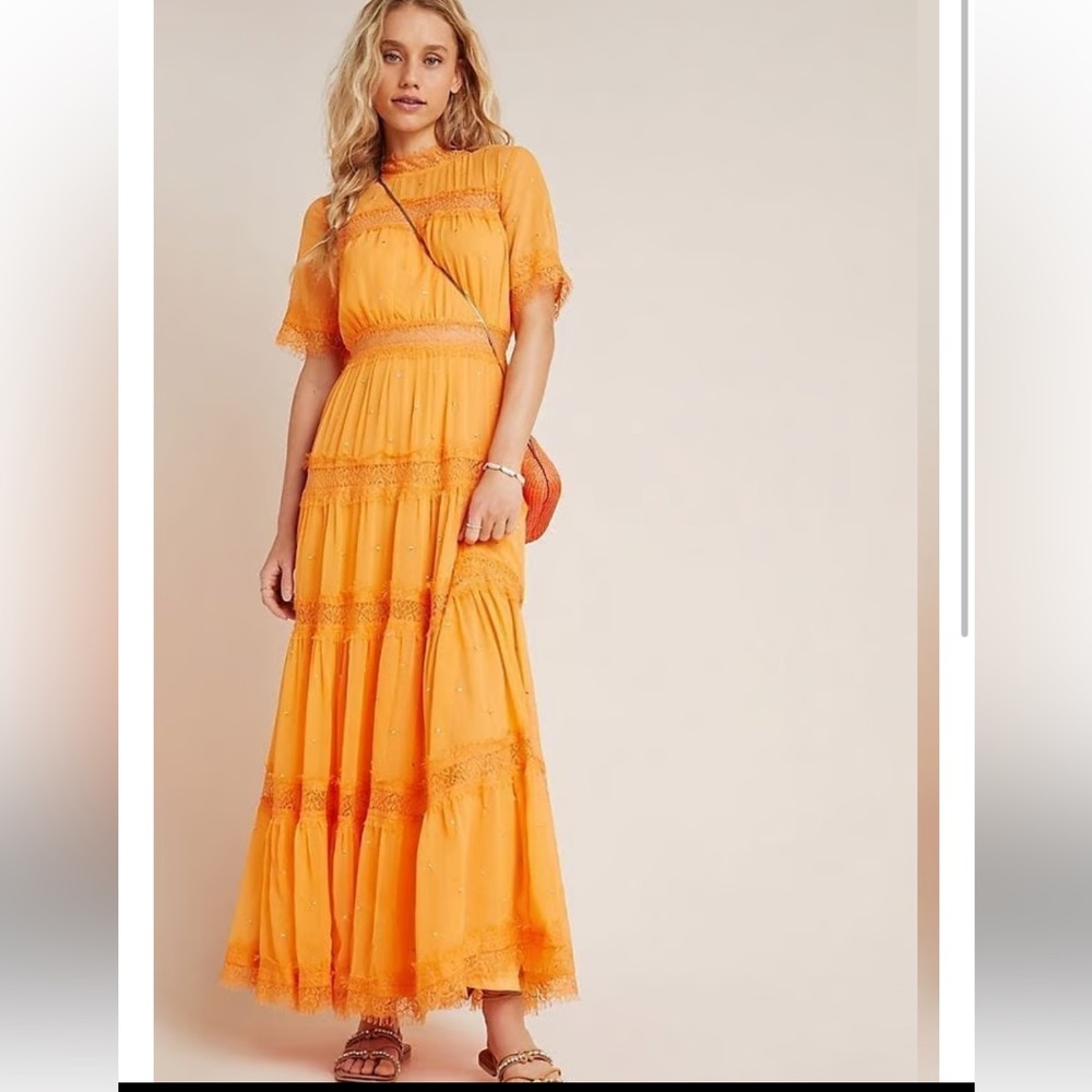 Cipriana Tiered Lace Maxi Dress size 0